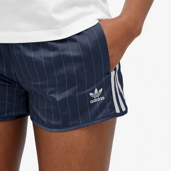 ADIDAS Pinstripe Satin Shorts (S/Blue) - Picture 2 of 13